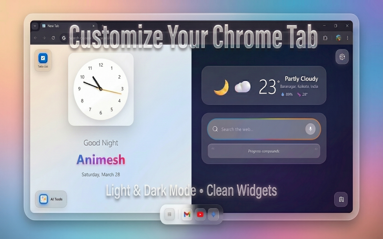 Glass New Tab Widgets Screenshot